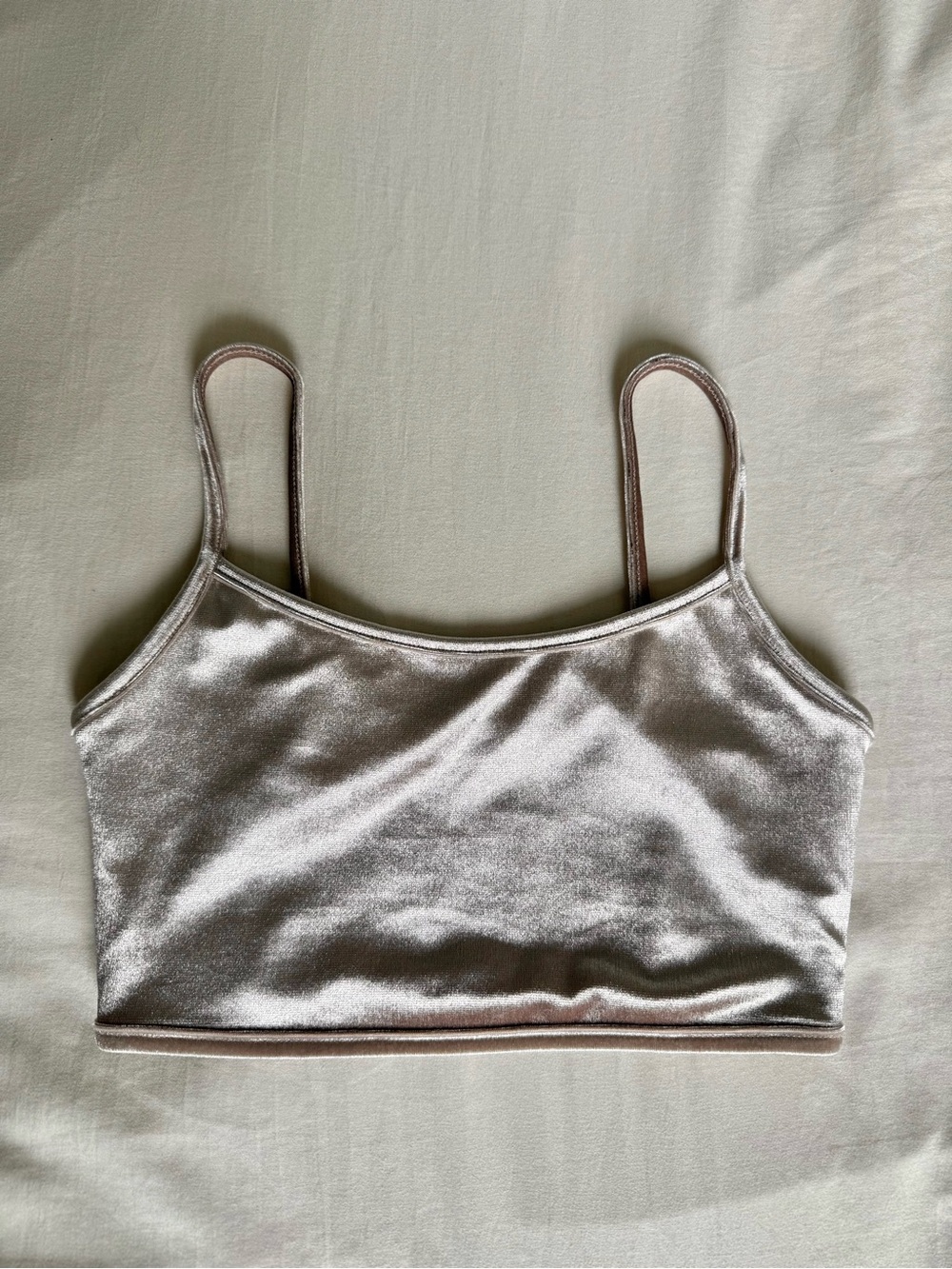 Classic Rose Gold Velvet Cami Crop Top